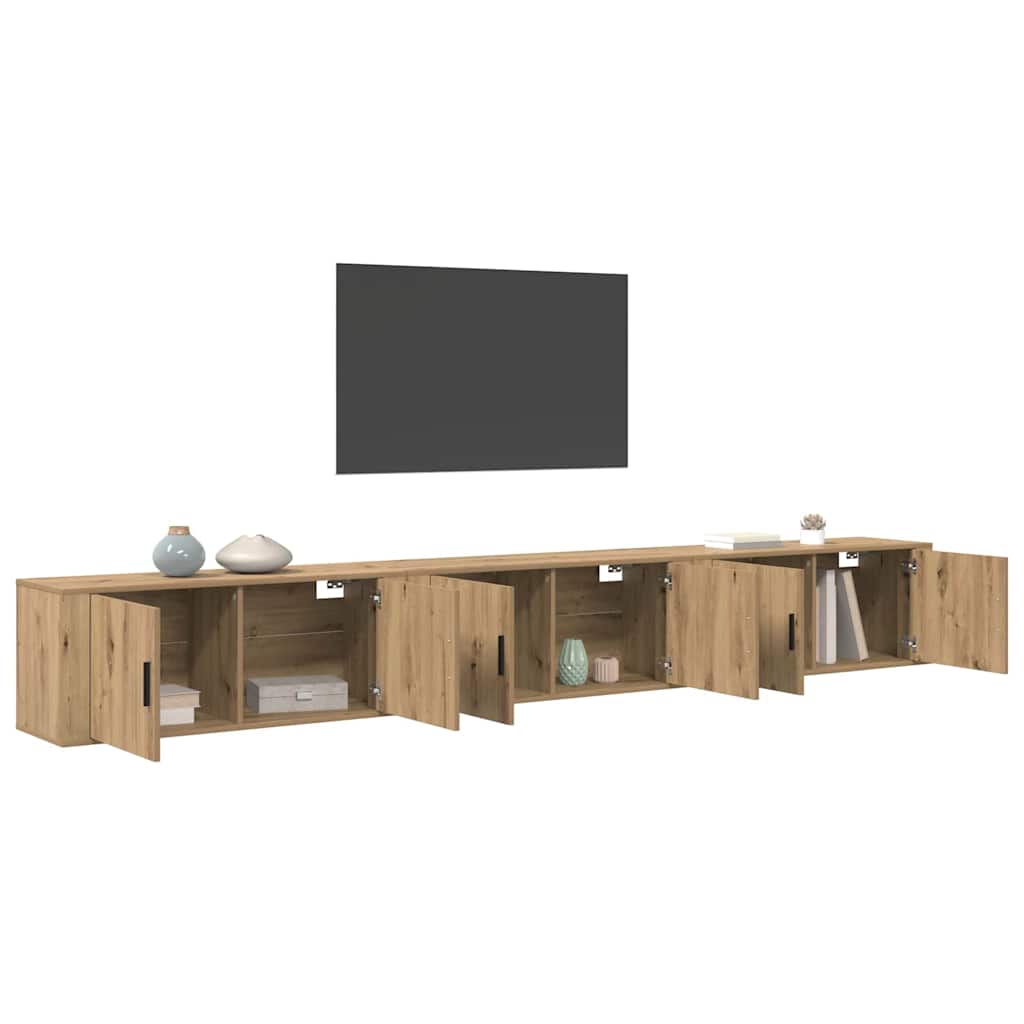 vidaXL Meuble TV mural - Ensemble de 3 pièces - Chêne artisan - 100 x 34,5 x 40 cm