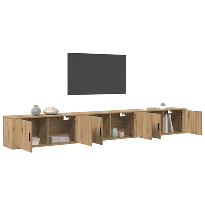 vidaXL Meuble TV mural - Ensemble de 3 pièces - Chêne artisan - 100 x 34,5 x 40 cm