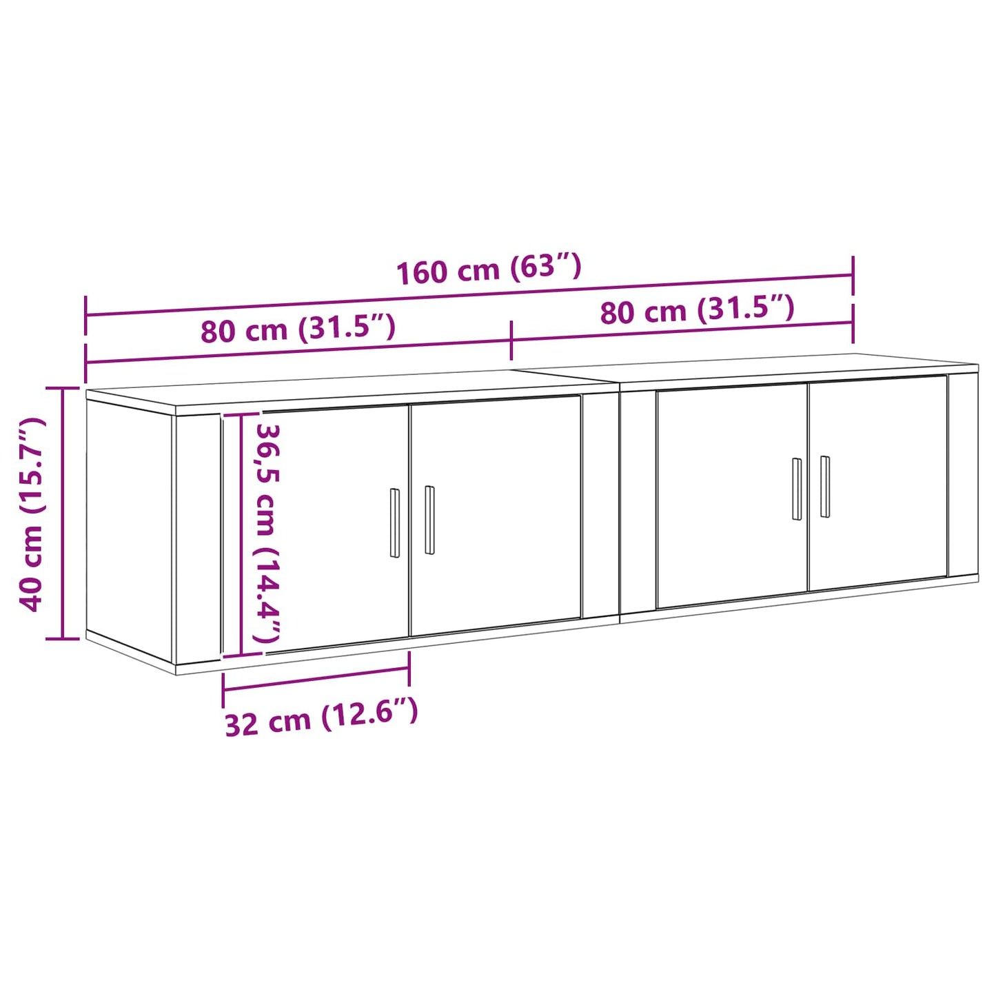 vidaXL Ensemble meuble TV mural 2 pcs chêne artisan 80 x 34,5 x 40 cm