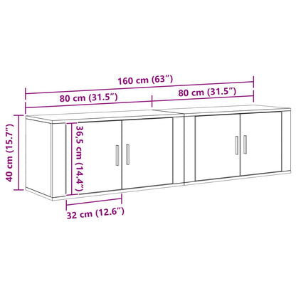 vidaXL Ensemble meuble TV mural 2 pcs chêne artisan 80 x 34,5 x 40 cm
