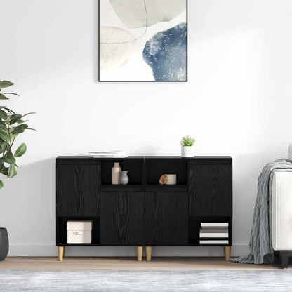 vidaXL Commodes 2 pcs Noir aspect chêne 60 x 35 x 70 cm