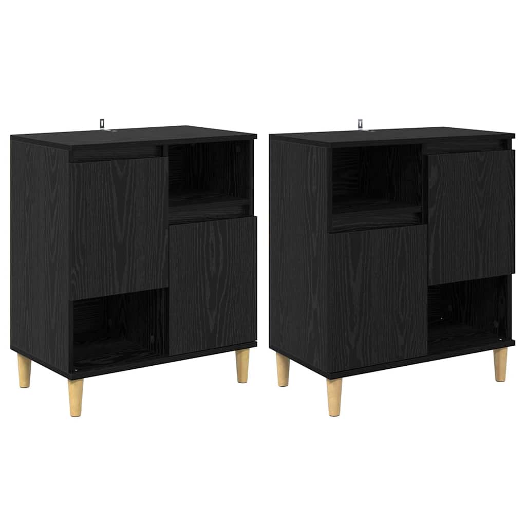 vidaXL Commodes 2 pcs Noir aspect chêne 60 x 35 x 70 cm