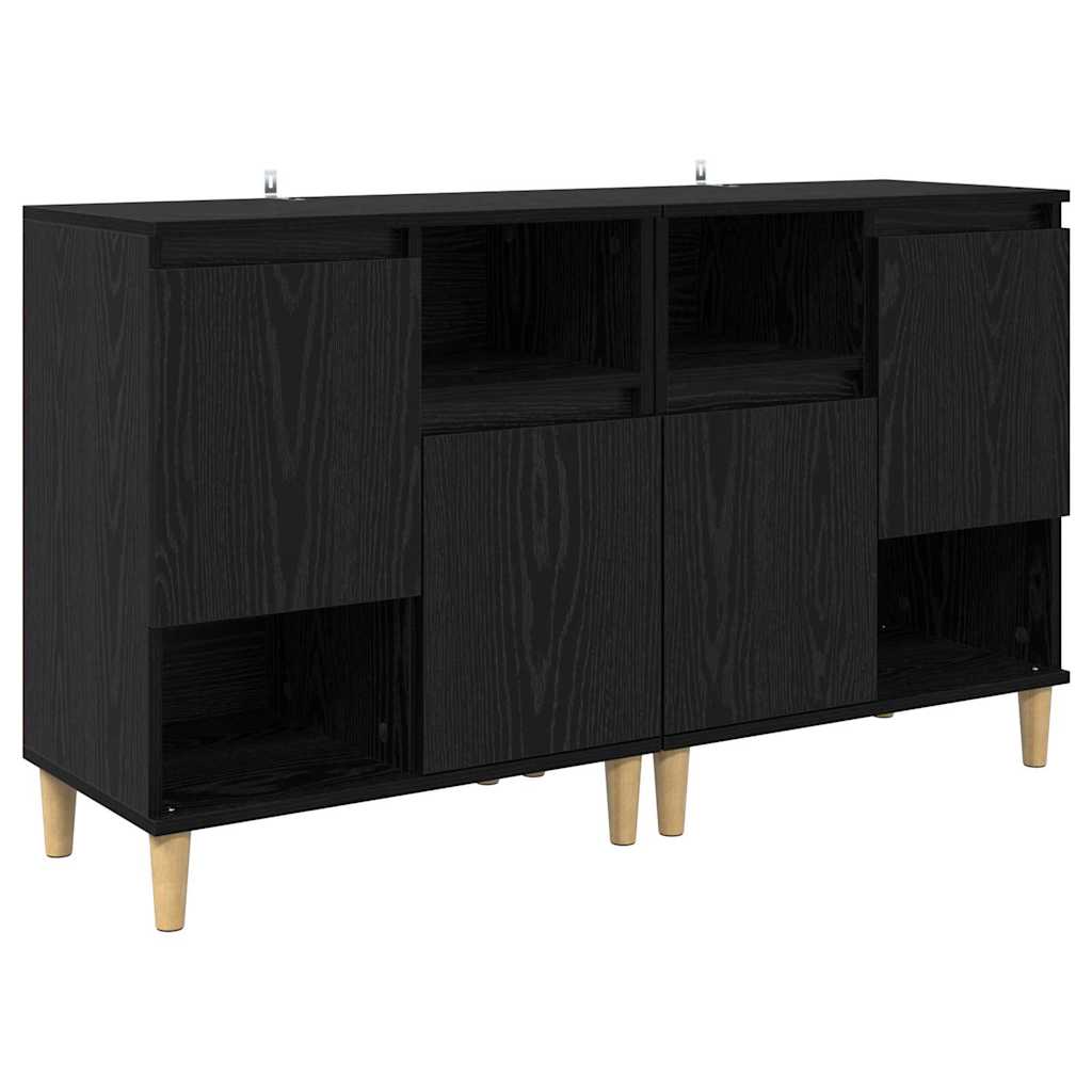 vidaXL Commodes 2 pcs Noir aspect chêne 60 x 35 x 70 cm