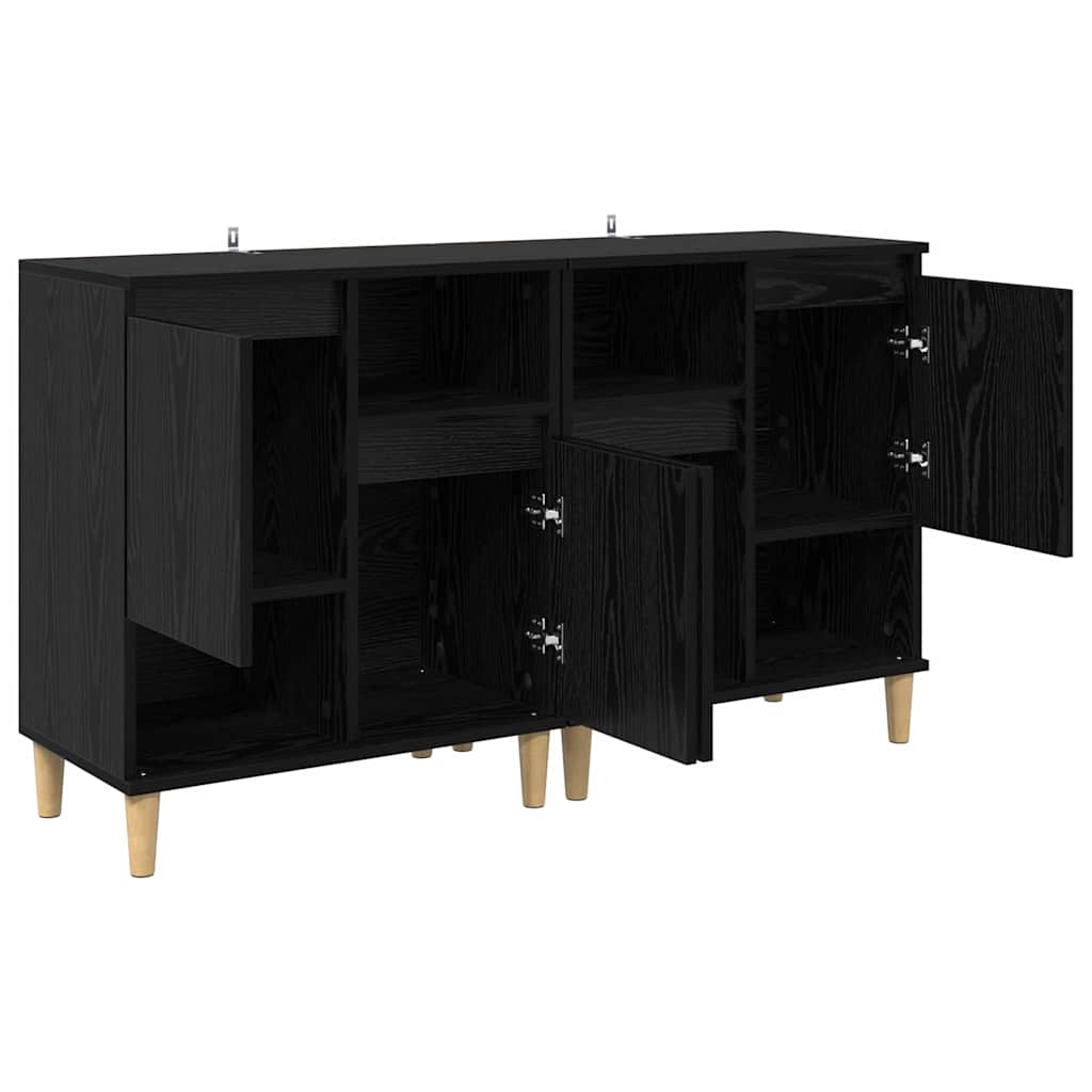 vidaXL Commodes 2 pcs Noir aspect chêne 60 x 35 x 70 cm