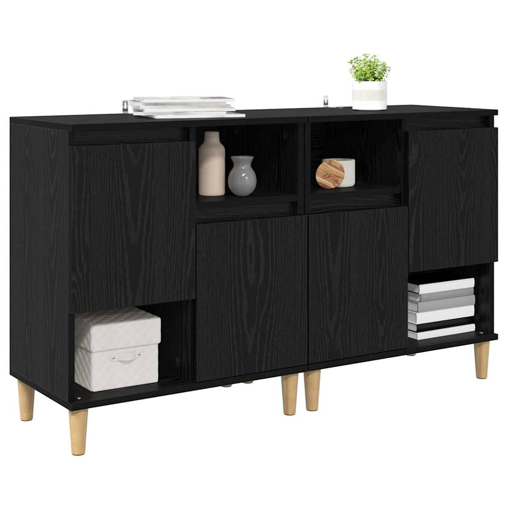 vidaXL Commodes 2 pcs Noir aspect chêne 60 x 35 x 70 cm