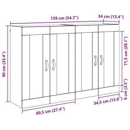 vidaXL Meuble mural 2 pcs Noir aspect chêne Aggloméré