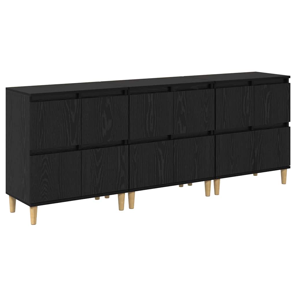 vidaXL Commodes 3 pcs Noir aspect chêne 60 x 35 x 70 cm