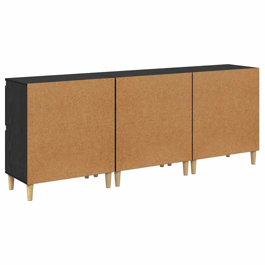 vidaXL Commodes 3 pcs Noir aspect chêne 60 x 35 x 70 cm