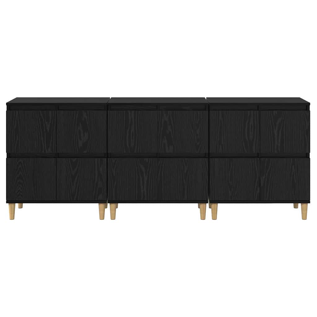 vidaXL Commodes 3 pcs Noir aspect chêne 60 x 35 x 70 cm