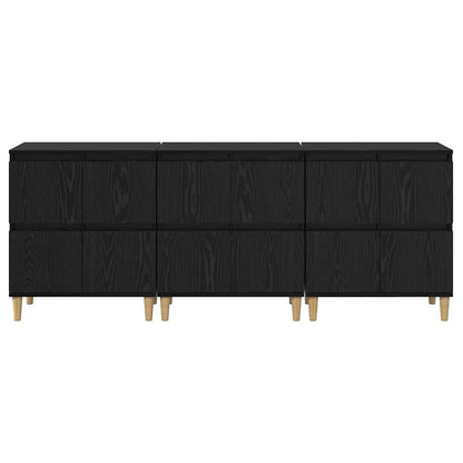 vidaXL Commodes 3 pcs Noir aspect chêne 60 x 35 x 70 cm