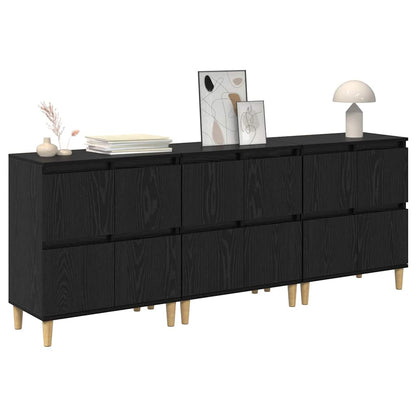 vidaXL Commodes 3 pcs Noir aspect chêne 60 x 35 x 70 cm