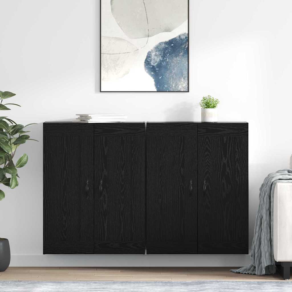 vidaXL Meuble mural 2 pcs Noir aspect chêne Aggloméré