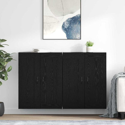 vidaXL Meuble mural 2 pcs Noir aspect chêne Aggloméré