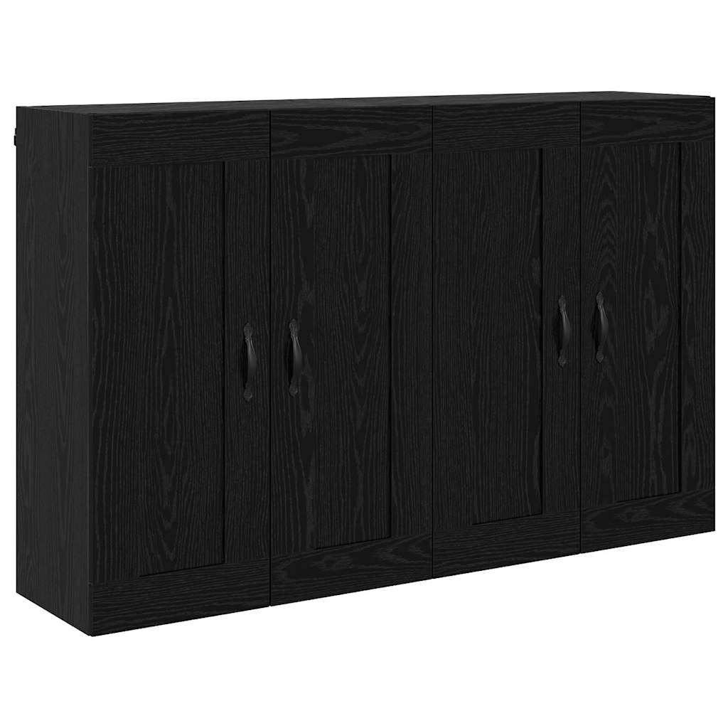 vidaXL Meuble mural 2 pcs Noir aspect chêne Aggloméré