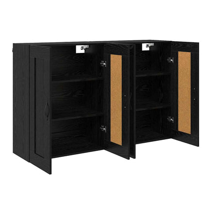 vidaXL Meuble mural 2 pcs Noir aspect chêne Aggloméré