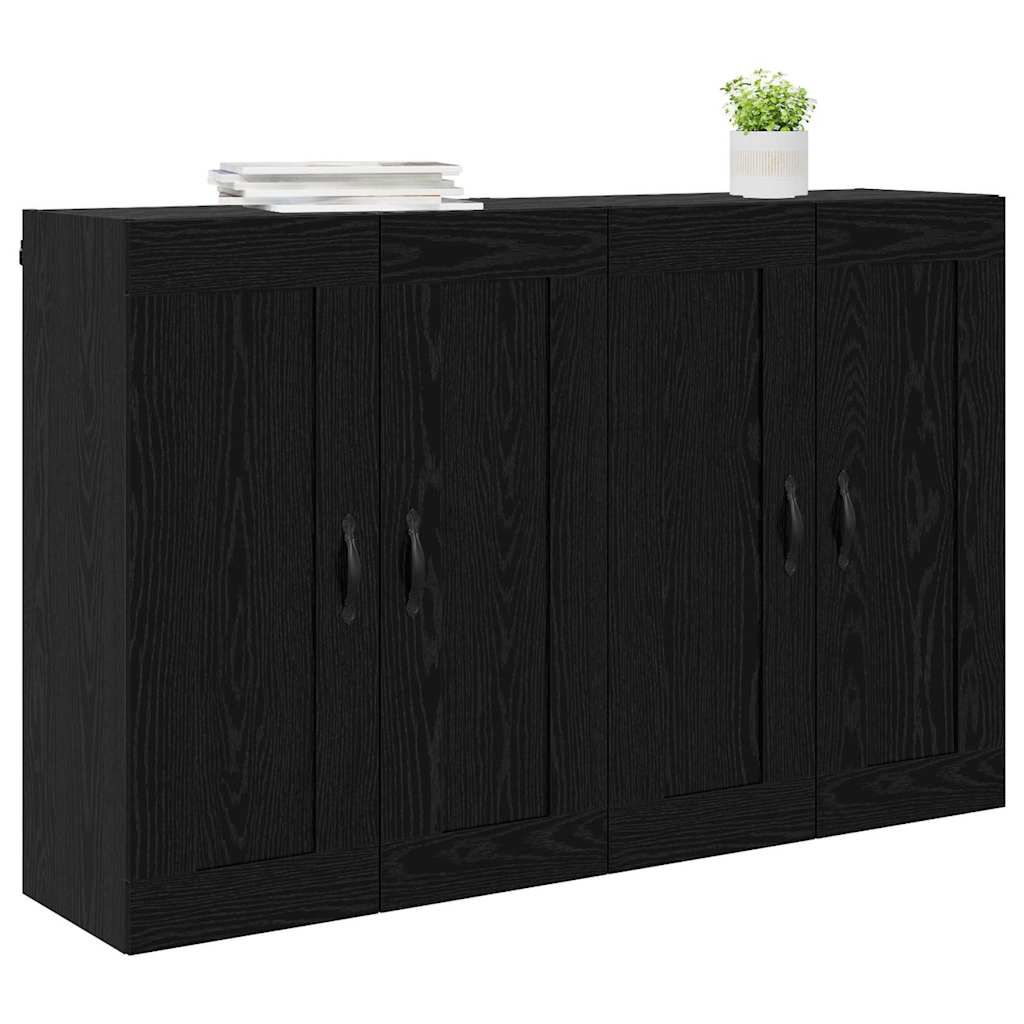 vidaXL Meuble mural 2 pcs Noir aspect chêne Aggloméré