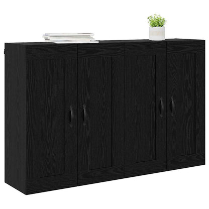 vidaXL Meuble mural 2 pcs Noir aspect chêne Aggloméré