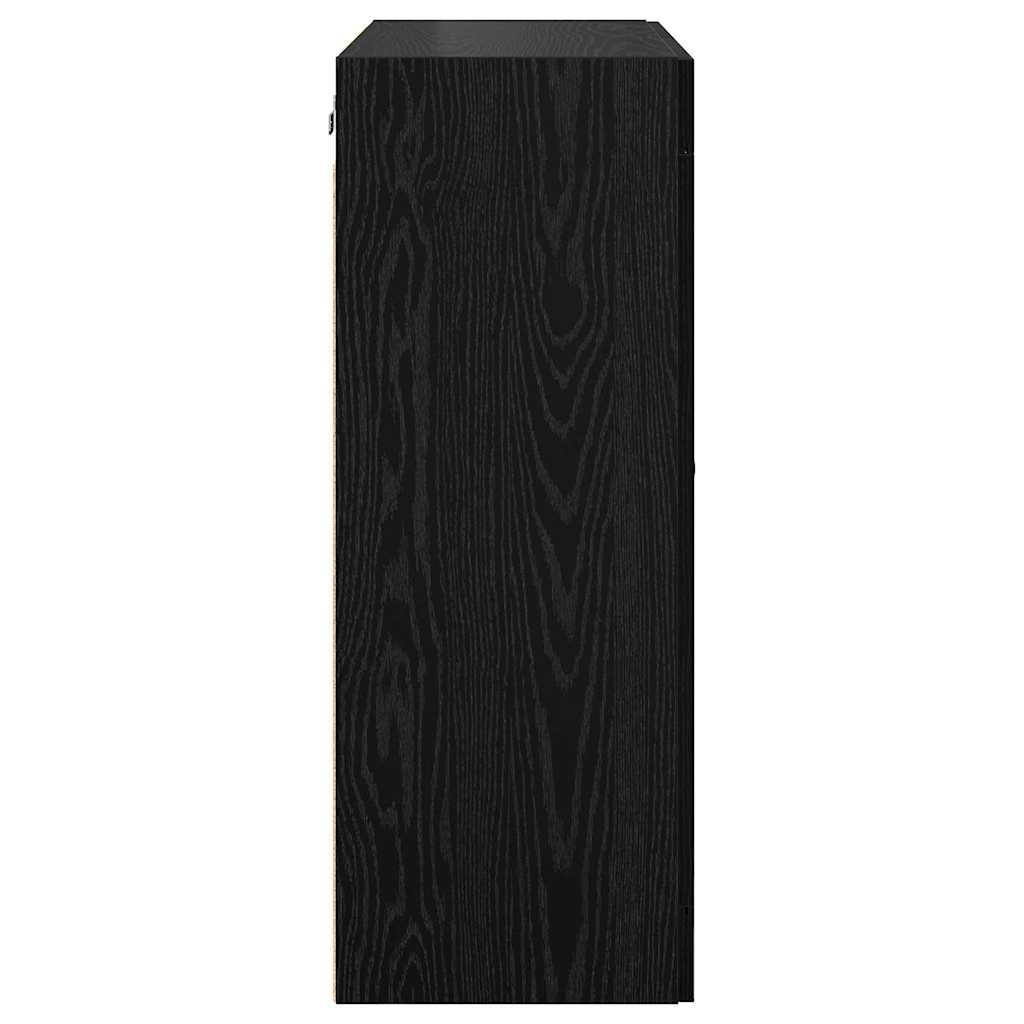 vidaXL Meuble mural 2 pcs Noir aspect chêne Aggloméré