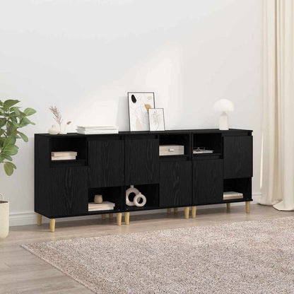 vidaXL Bahuts 3 pcs Noir aspect chêne 60 x 35 x 70 cm