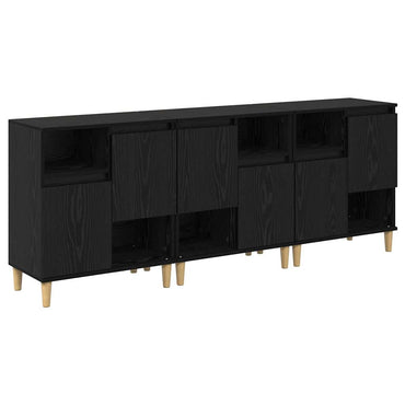 vidaXL Bahuts 3 pcs Noir aspect chêne 60 x 35 x 70 cm