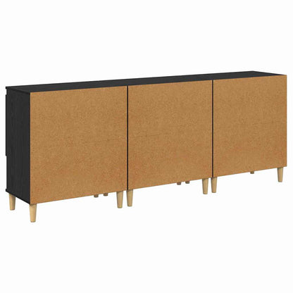 vidaXL Bahuts 3 pcs Noir aspect chêne 60 x 35 x 70 cm