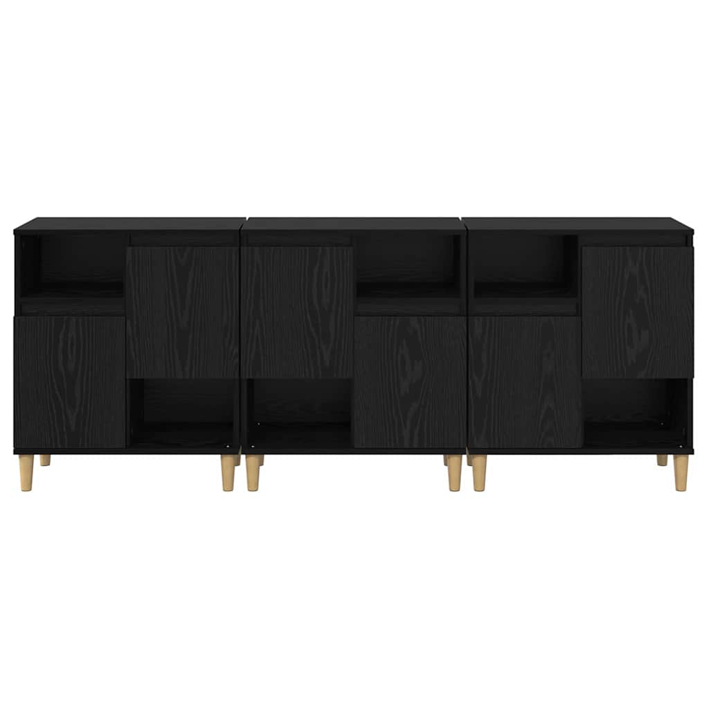vidaXL Bahuts 3 pcs Noir aspect chêne 60 x 35 x 70 cm