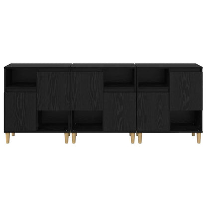 vidaXL Bahuts 3 pcs Noir aspect chêne 60 x 35 x 70 cm