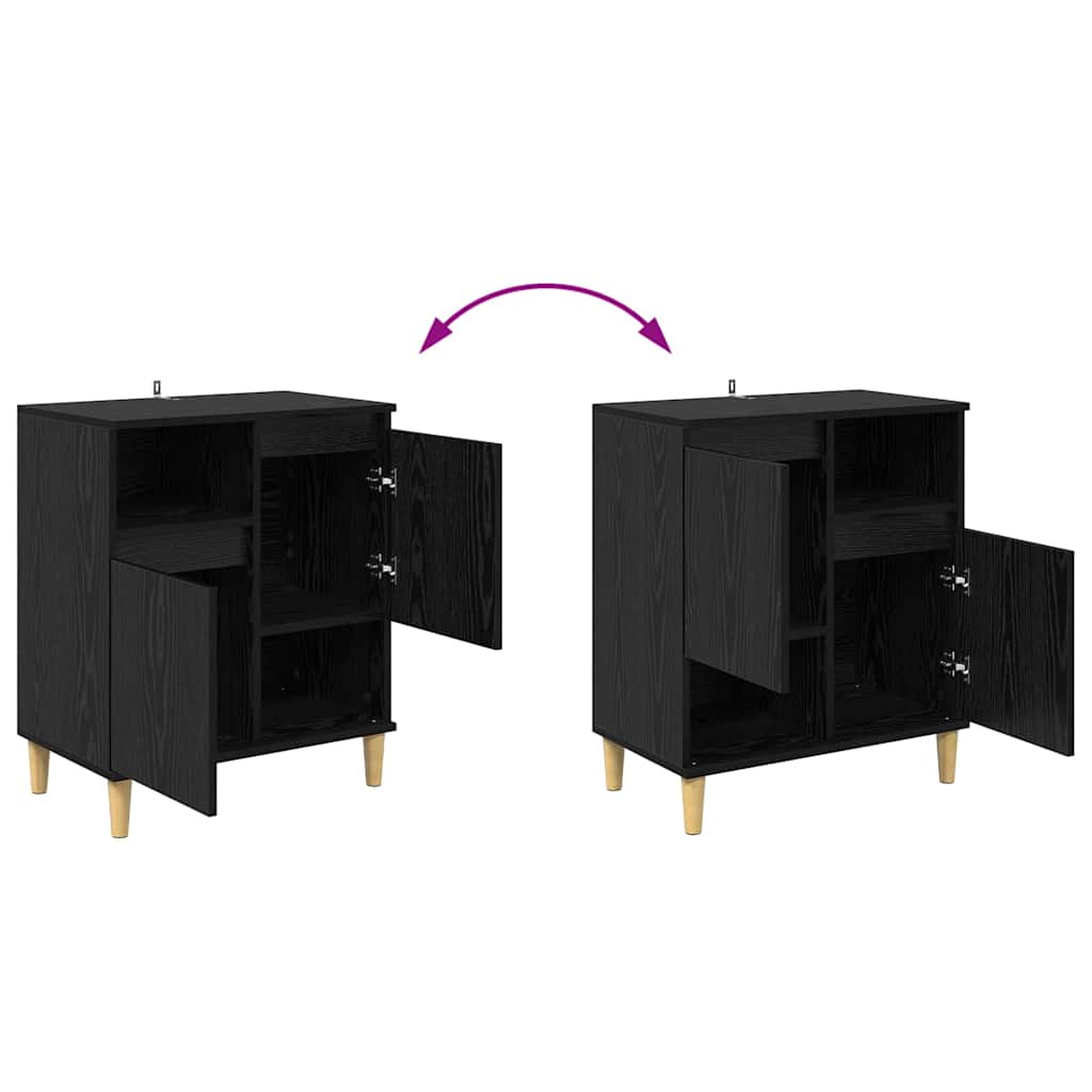 vidaXL Bahuts 3 pcs Noir aspect chêne 60 x 35 x 70 cm