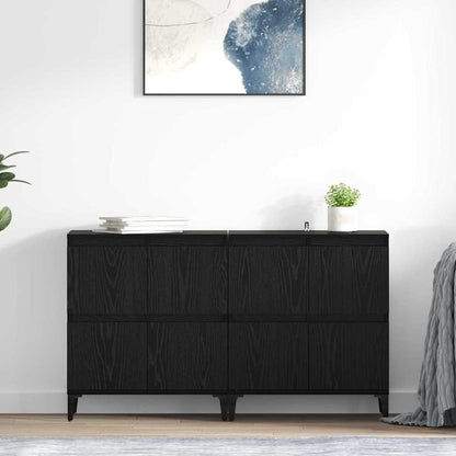 vidaXL Commodes 2 pcs Noir aspect chêne 60 x 35 x 70 cm