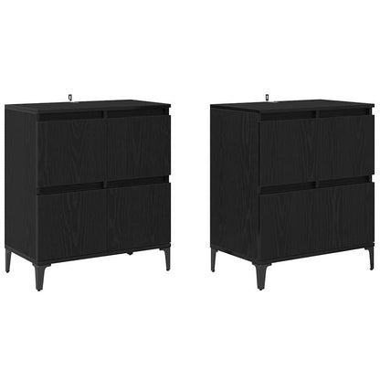 vidaXL Commodes 2 pcs Noir aspect chêne 60 x 35 x 70 cm