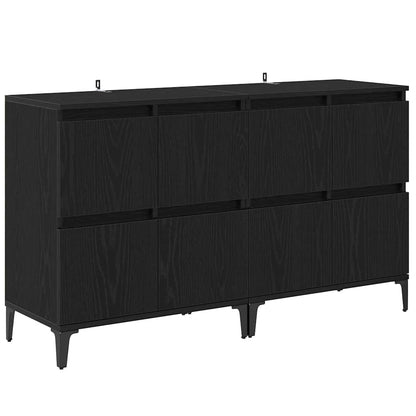 vidaXL Commodes 2 pcs Noir aspect chêne 60 x 35 x 70 cm