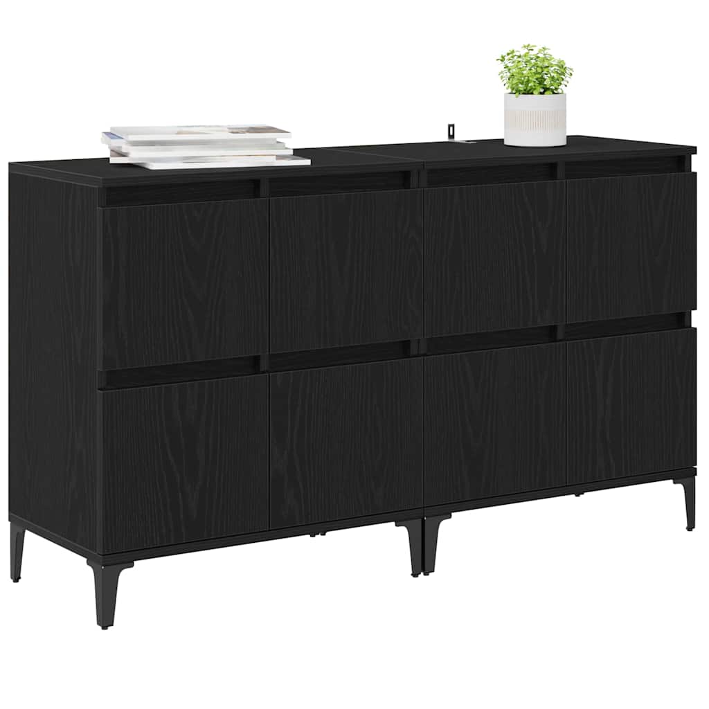 vidaXL Commodes 2 pcs Noir aspect chêne 60 x 35 x 70 cm