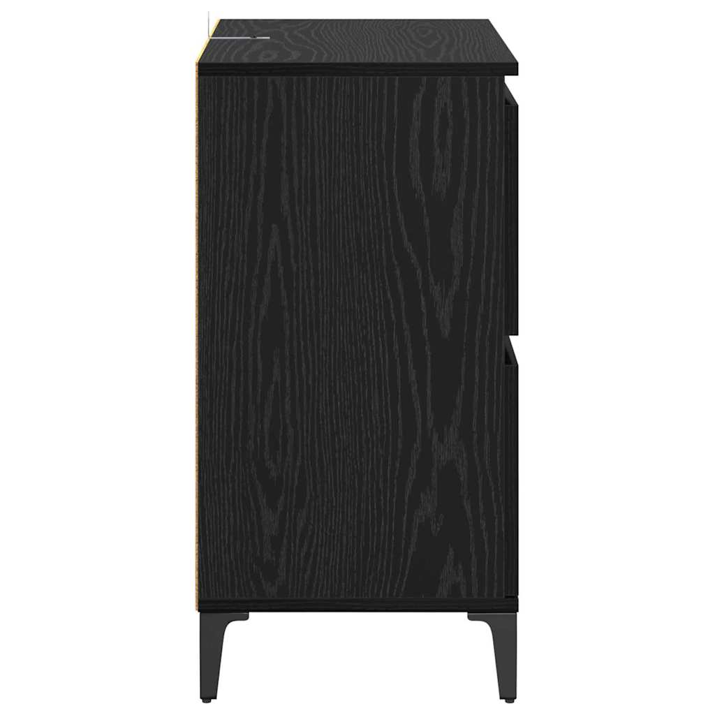 vidaXL Commodes 2 pcs Noir aspect chêne 60 x 35 x 70 cm