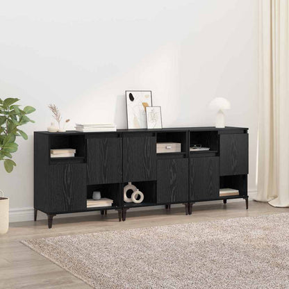 vidaXL Commodes 3 pcs Noir aspect chêne 60 x 35 x 70 cm