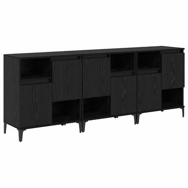 vidaXL Commodes 3 pcs Noir aspect chêne 60 x 35 x 70 cm