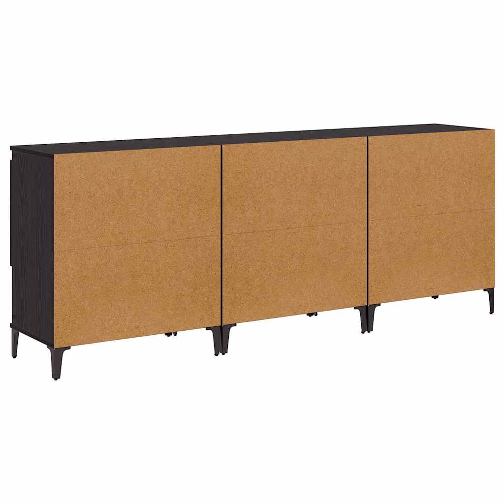 vidaXL Commodes 3 pcs Noir aspect chêne 60 x 35 x 70 cm