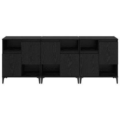 vidaXL Commodes 3 pcs Noir aspect chêne 60 x 35 x 70 cm