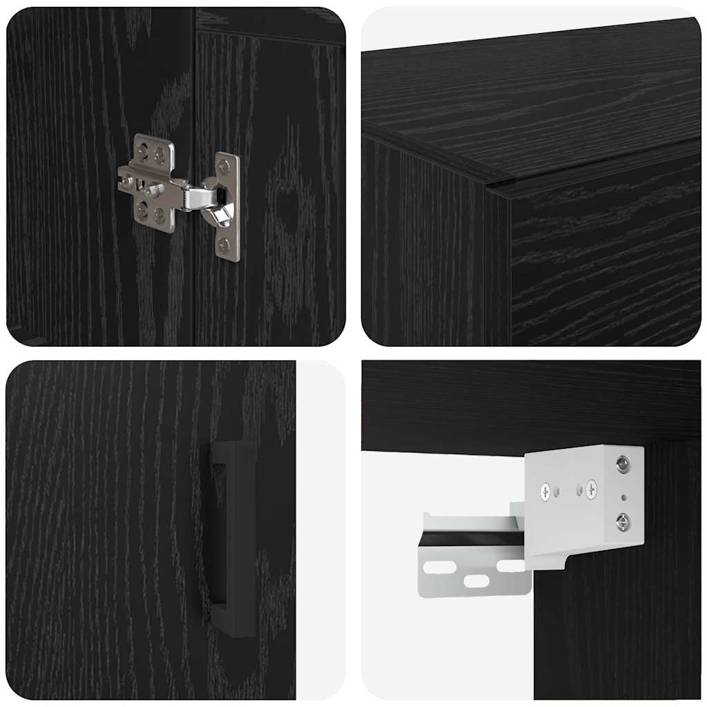 vidaXL Meuble mural 2 pcs Noir aspect chêne Bois d'ingénierie