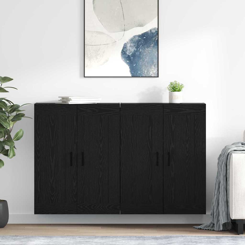 vidaXL Meuble mural 2 pcs Noir aspect chêne Bois d'ingénierie