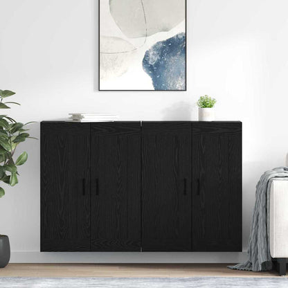 vidaXL Meuble mural 2 pcs Noir aspect chêne Bois d'ingénierie