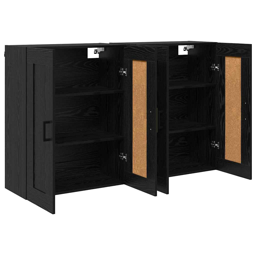 vidaXL Meuble mural 2 pcs Noir aspect chêne Bois d'ingénierie