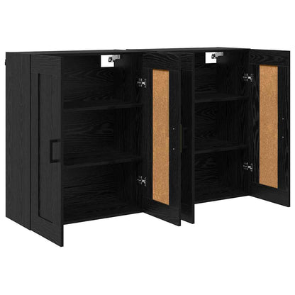 vidaXL Meuble mural 2 pcs Noir aspect chêne Bois d'ingénierie