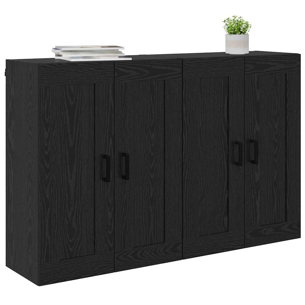 vidaXL Meuble mural 2 pcs Noir aspect chêne Bois d'ingénierie