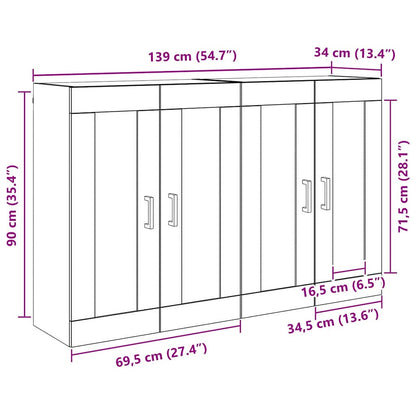 vidaXL Meuble mural 2 pcs Noir aspect chêne Bois d'ingénierie