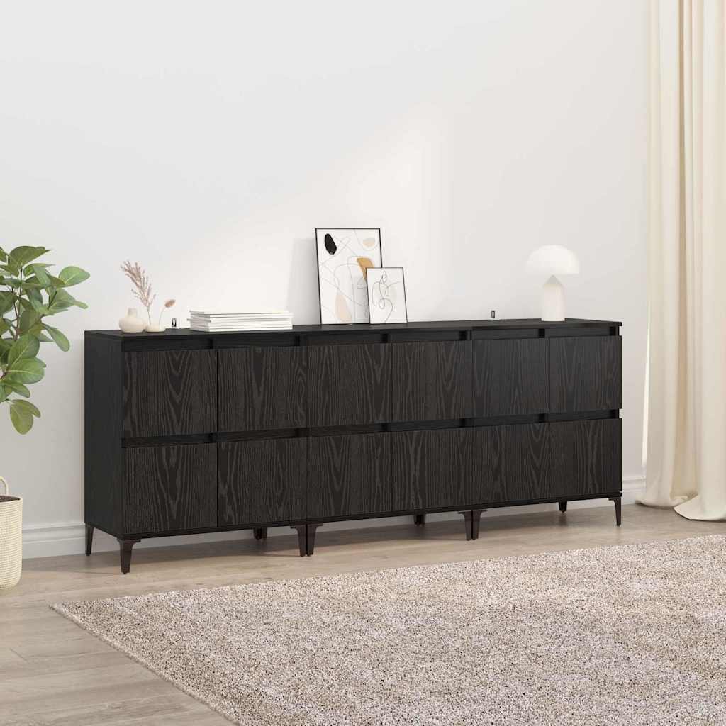 vidaXL Ensembles de 3 buffets Noir aspect chêne 60 x 35 x 70 cm