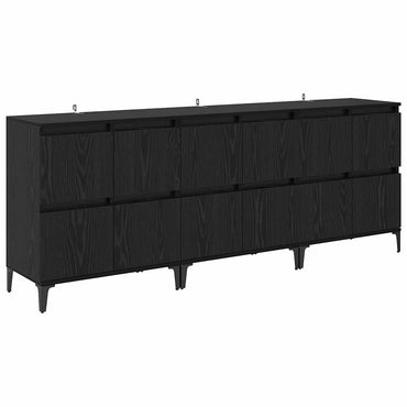 vidaXL Ensembles de 3 buffets Noir aspect chêne 60 x 35 x 70 cm