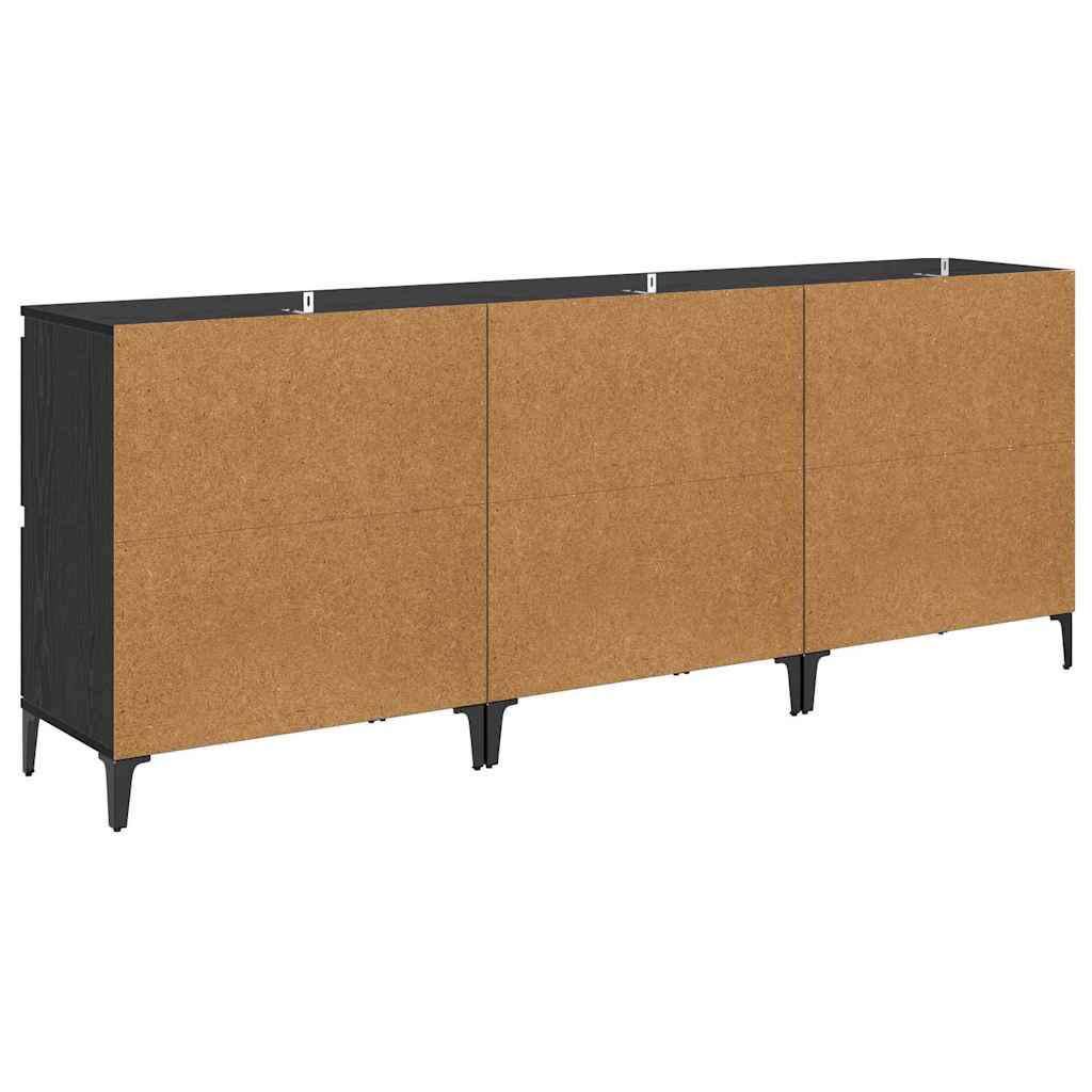 vidaXL Ensembles de 3 buffets Noir aspect chêne 60 x 35 x 70 cm