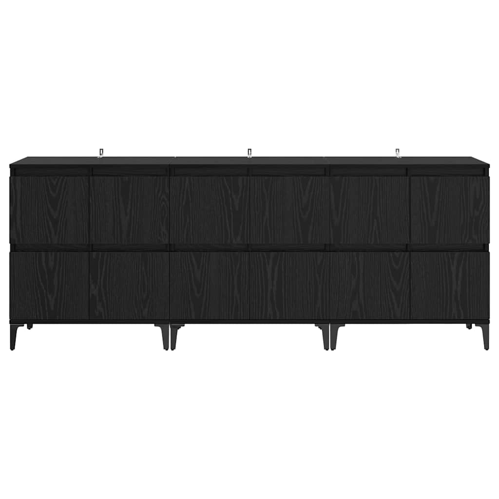 vidaXL Ensembles de 3 buffets Noir aspect chêne 60 x 35 x 70 cm