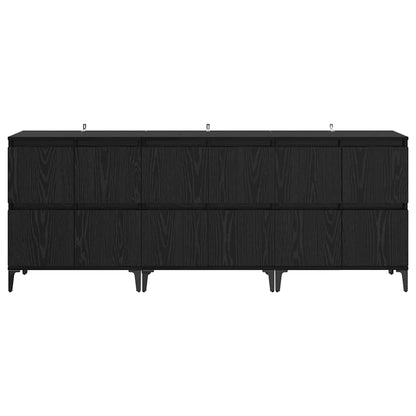 vidaXL Ensembles de 3 buffets Noir aspect chêne 60 x 35 x 70 cm