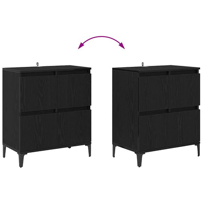 vidaXL Ensembles de 3 buffets Noir aspect chêne 60 x 35 x 70 cm